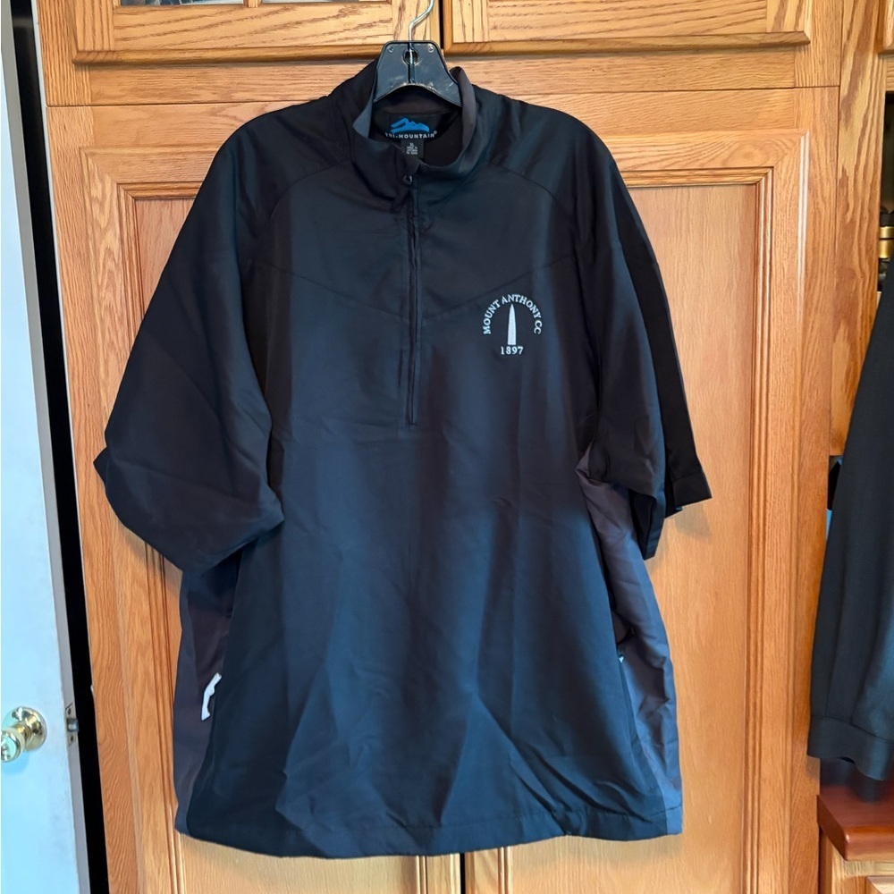 NEW TRI-Mountain Black 1/4 zip Short sleeve Pullover windbreaker size L